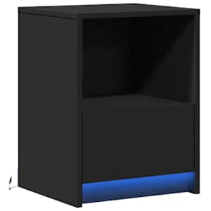 vidaXL &ouml;&ouml;kapp LED-valgustusega, must, tehispuit