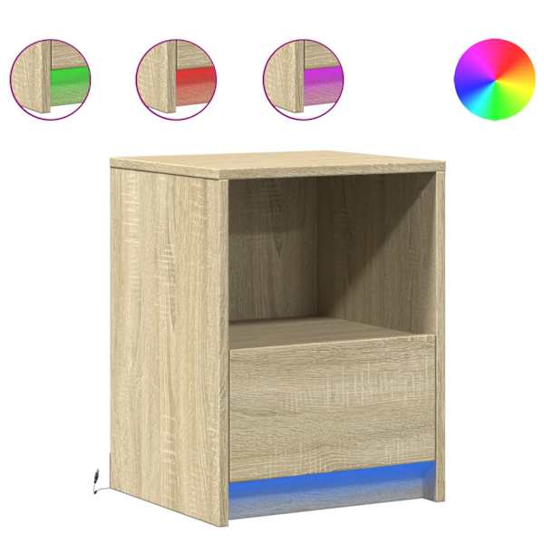 vidaXL &ouml;&ouml;kapid LED-valgustusega 2 tk, Sonoma tamm, tehispuit
