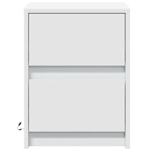 Noční stolek s LED osvětlením bílý kompozitní dřevo - obrázek 6