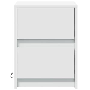 Noční stolky s LED osvětlením 2 ks bílé kompozitní dřevo - obrázek 6