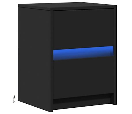 vidaXL Noćni ormarić s LED svjetlima crni od konstruiranog drva