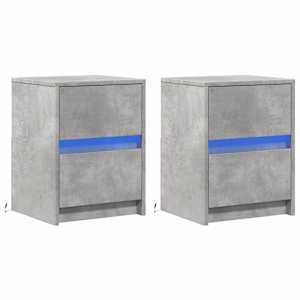 vidaXL Bedside Cabinets with LED Lights 2 pcs Concrete Grey Engineered Wood