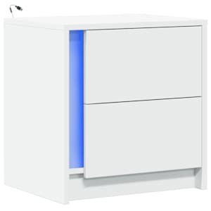 Noční stolek s LED osvětlením bílý kompozitní dřevo - obrázek 3