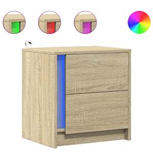 Noční stolky s LED osvětlením 2 ks dub sonoma kompozitní dřevo - obrázek 2
