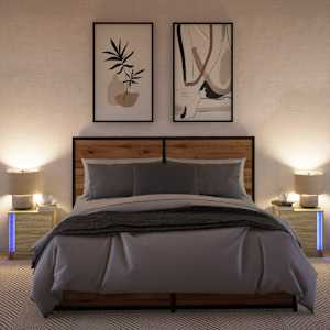 Noční stolky s LED osvětlením 2 ks dub sonoma kompozitní dřevo - obrázek 5