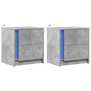 vidaXL S&auml;ngbord med LED-lampor 2 st betonggr&aring; konstruerat tr&auml;