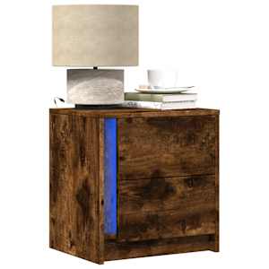 Nočna omarica z LED lučkami 2 kosa dimljen hrast inženirski les