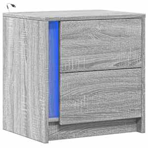 vidaXL Bedside Cabinet with LED Lights Grey Sonoma Engineered Wood