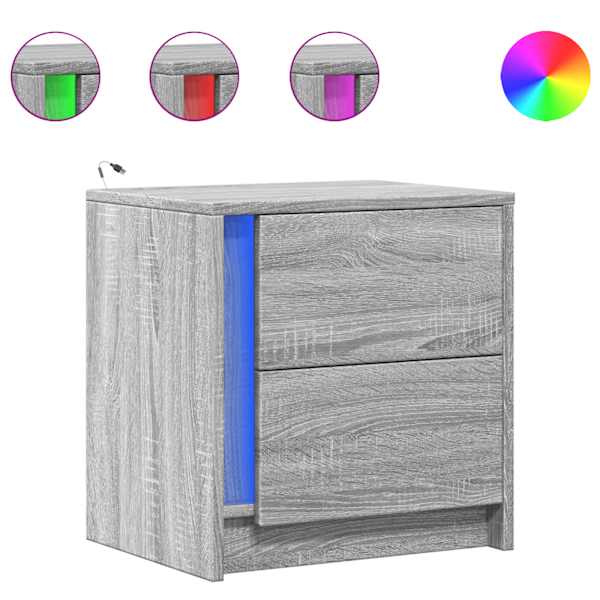 vidaXL &ouml;&ouml;kapid LED-valgustusega 2 tk, hall Sonoma tamm, tehispuit