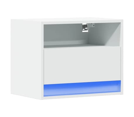 vidaXL Nachtkastje met LED-verlichting wandgemonteerd wit