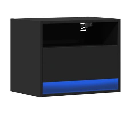 vidaXL Noptieră montată pe perete cu lumini LED, negru