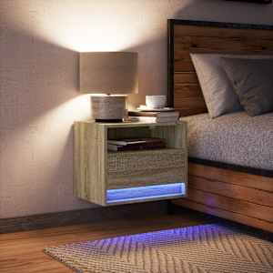 Nástěnný noční stolek s LED osvětlením dub sonoma - obrázek 5
