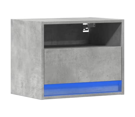 vidaXL Wall-mounted Bedside Cabinet Concrete gray Engineered wood Compact