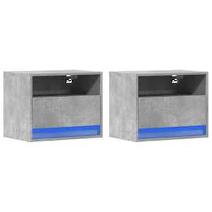 vidaXL Wiszące szafki nocne z LED, 2 szt., szarość betonu