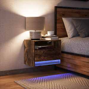 Nástěnný noční stolek s LED osvětlením kouřový dub - obrázek 5