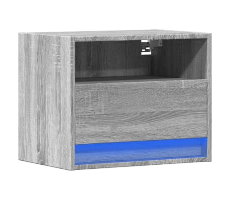 vidaXL Wand-Nachttisch mit LED-Leuchten Grau Sonoma