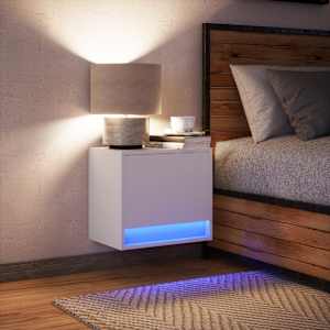 Nástěnný noční stolek s LED osvětlením bílý - obrázek 5