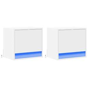 Nástěnné noční stolky s LED osvětlením 2 ks bílé - obrázek 3