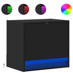 Nástěnný noční stolek s LED osvětlením černý - obrázek 2