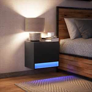 Nástěnný noční stolek s LED osvětlením černý - obrázek 5