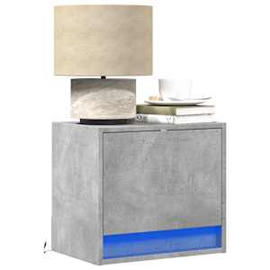 Stenska nočna omarica z LED lučkami 2 kosa betonsko siva