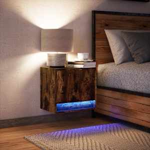 Nástěnný noční stolek s LED osvětlením kouřový dub - obrázek 5