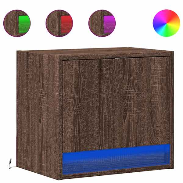 vidaXL seinale kinnitatavad &ouml;&ouml;kapid LED-tuledega 2 tk, pruun tamm