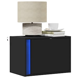 Stenska nočna omarica z LED lučkami 2 kosa črna