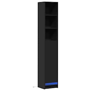 vidaXL Dulap cu LED, negru, 36x32,5x200 cm, lemn prelucrat