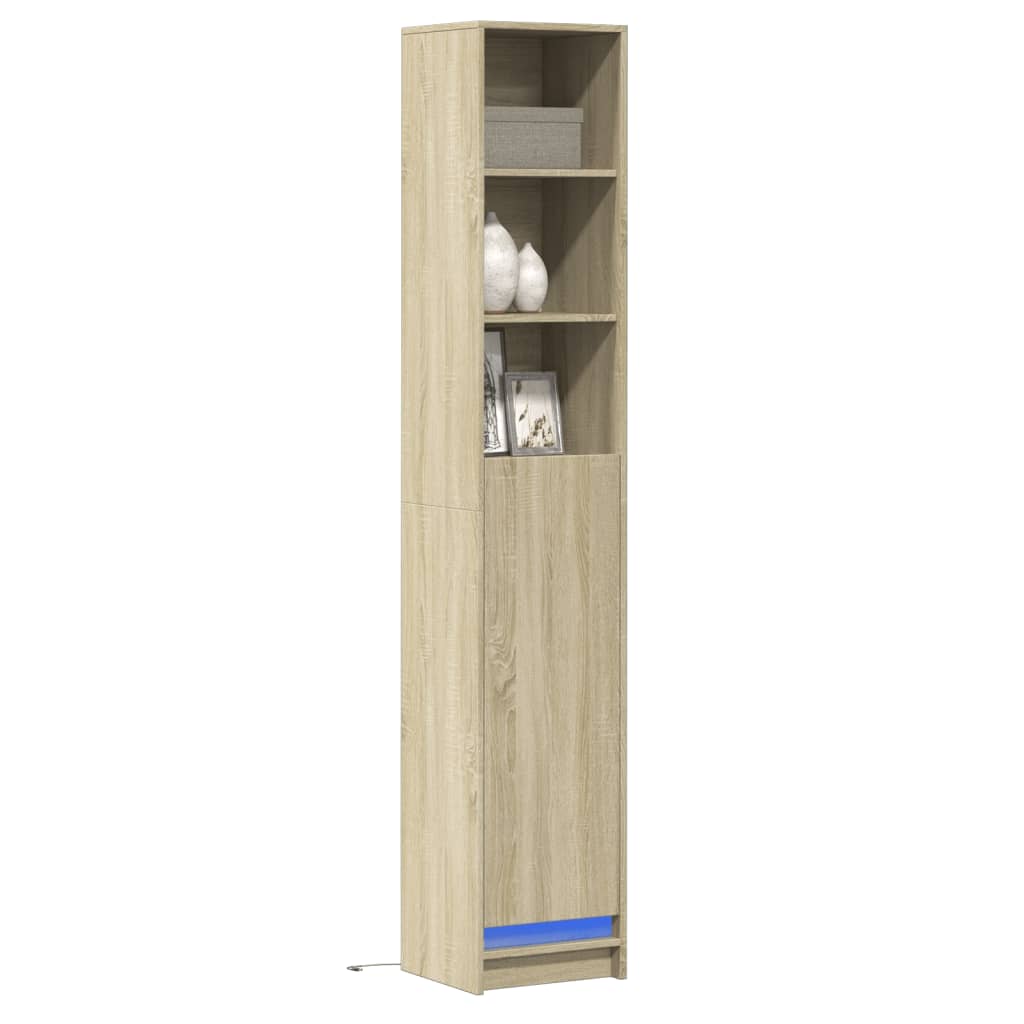 LED-Sideboard Sonoma-Eiche 36×32,5×200 cm Holzwerkstoff