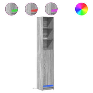 Příborník s LED šedý sonoma 36 x 32,5 x 200 cm kompozitní dřevo - obrázek 2