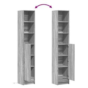 Příborník s LED šedý sonoma 36 x 32,5 x 200 cm kompozitní dřevo - obrázek 9