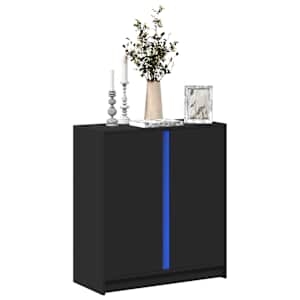 Příborník s LED černý 77 x 34 x 85 cm kompozitní dřevo - obrázek 1