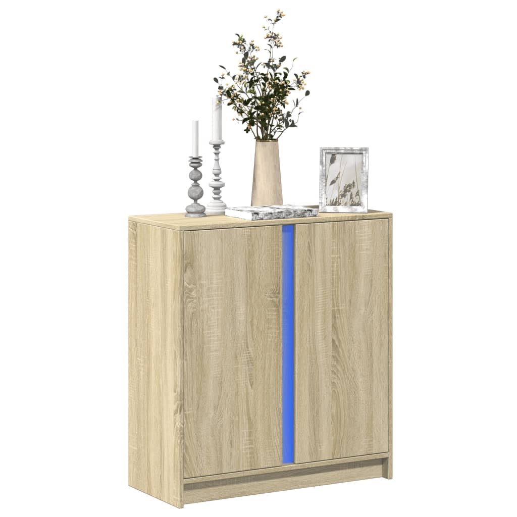 vidaXL LED-Sideboard Sonoma-Eiche 77x34x85 cm Holzwerkstoff