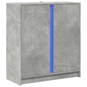 vidaXL Dulap cu LED, gri beton, 77x34x85 cm, lemn prelucrat