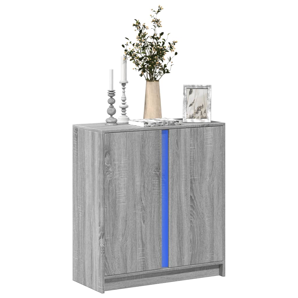 vidaXL LED-Sideboard Grau Sonoma 77x34x85 cm Holzwerkstoff