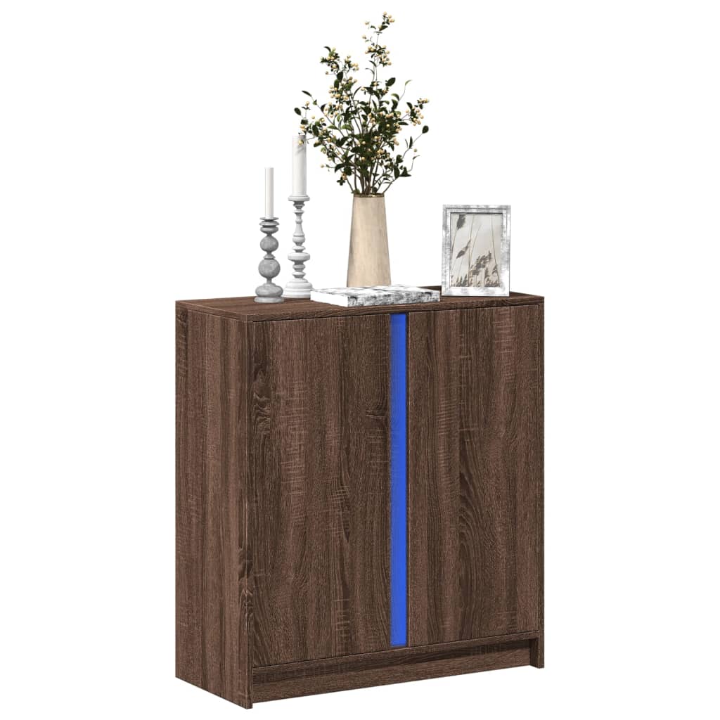 vidaXL LED-Sideboard Braun Eichen-Optik 77x34x85 cm Holzwerkstoff