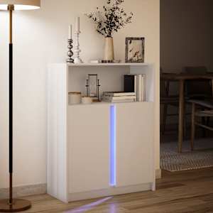 Příborník LED bílý 77 x 34 x 100 cm kompozitní dřevo - obrázek 5