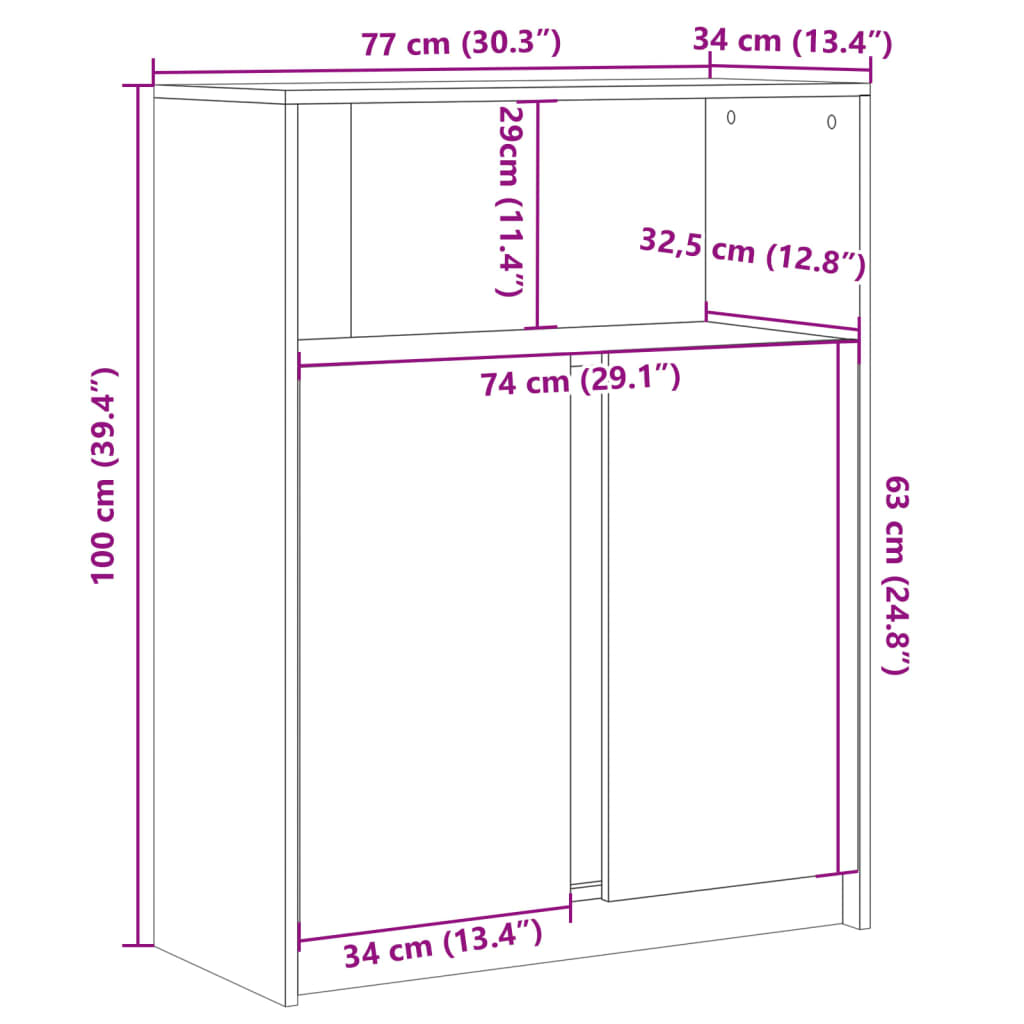 Příborník LED dub sonoma 77 x 34 x 100 cm kompozitní dřevo - obrázek 14