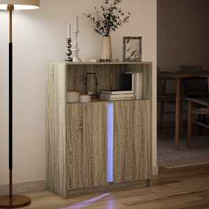 Příborník LED dub sonoma 77 x 34 x 100 cm kompozitní dřevo - obrázek 5