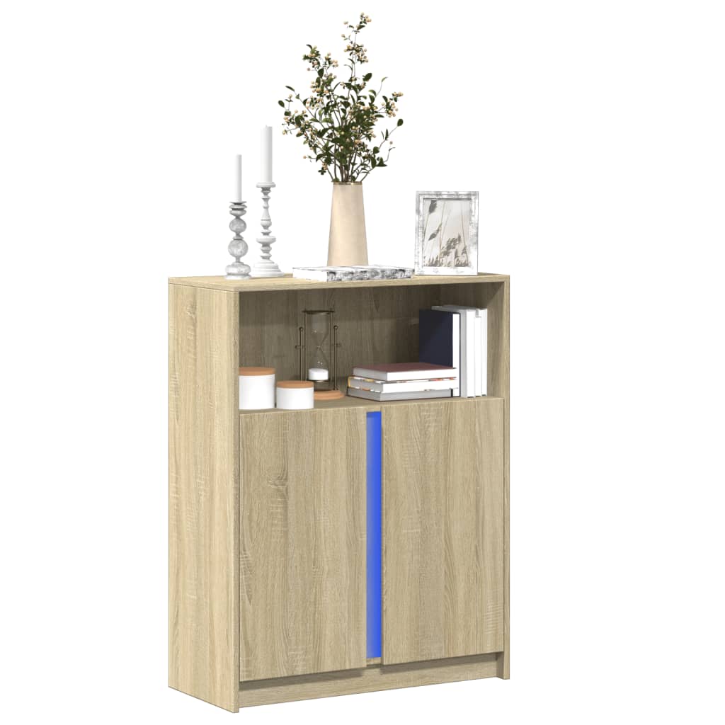 vidaXL LED-Sideboard Sonoma-Eiche 77x34x100 cm Holzwerkstoff