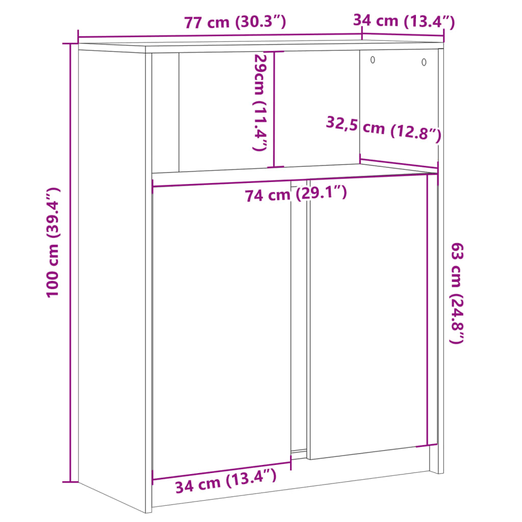 Příborník LED kouřový dub 77 x 34 x 100 cm kompozitní dřevo - obrázek 14