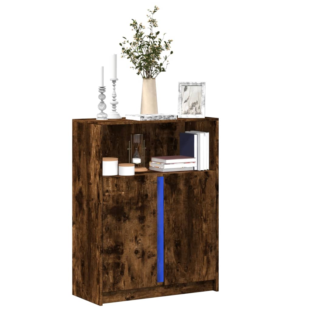 vidaXL LED-Sideboard Räuchereiche 77x34x100 cm Holzwerkstoff