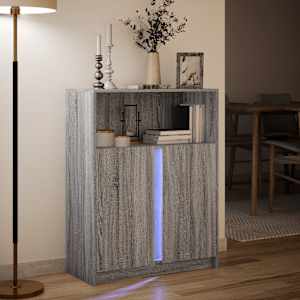 Příborník LED šedý sonoma 77 x 34 x 100 cm kompozitní dřevo - obrázek 5