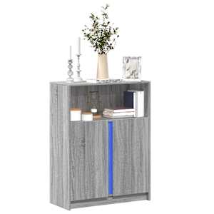 Příborník LED šedý sonoma 77 x 34 x 100 cm kompozitní dřevo - obrázek 1