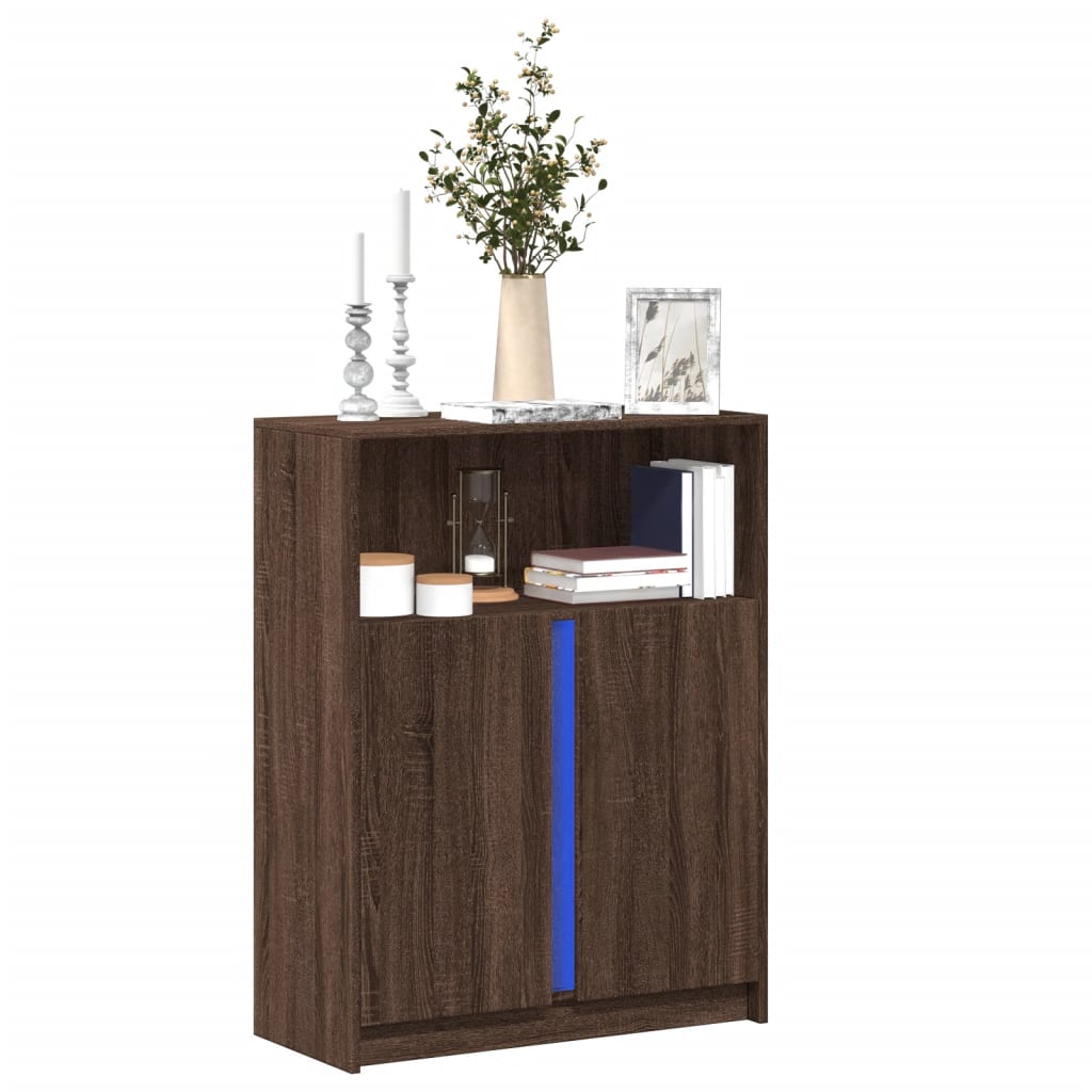 LED-Sideboard Braun Eichen-Optik 77x34x100 cm Holzwerkstoff