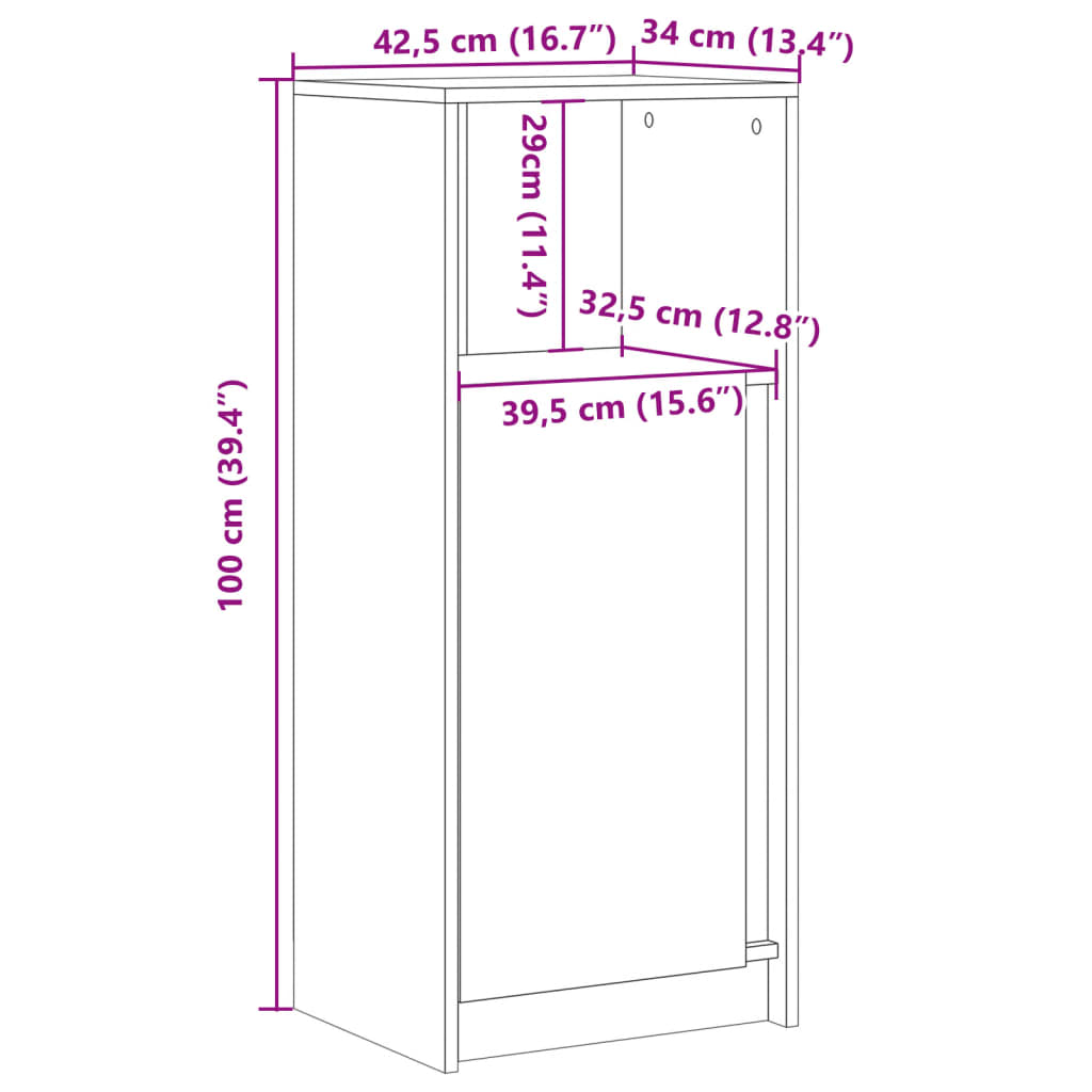 Příborník LED kouřový dub 42,5 x 34 x 100 cm kompozitní dřevo - obrázek 15