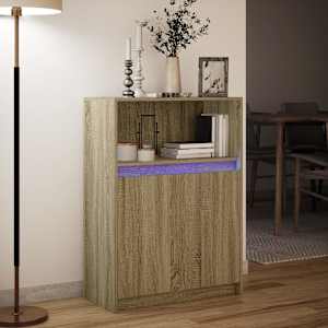 Příborník LED dub sonoma 72 x 34 x 100 cm kompozitní dřevo - obrázek 5
