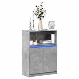 Komoda z LED betonsko siva 72x34x100 cm inženirski les