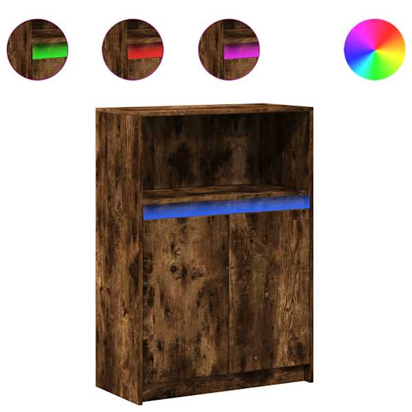 vidaXL puhvetkapp LED-tulega, suitsutatud tamm, 72x34x100 cm tehispuit